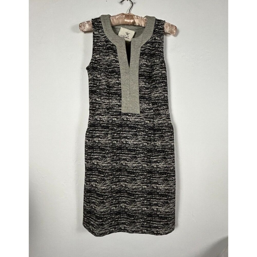 Anthropologie Tabitha Marled Grey Sheath Dress Size 2 Sleeveless V-Neck Stretch